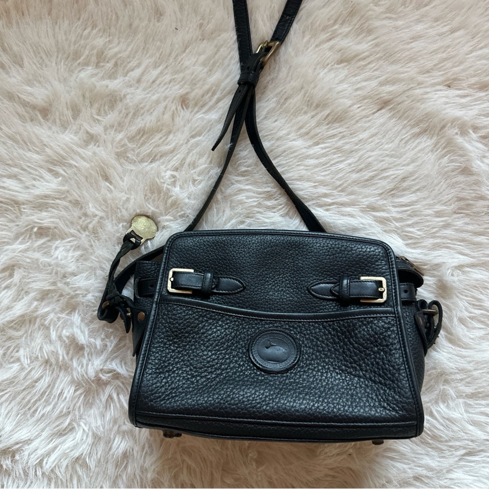 Dooney & Bourke vintage Black Crossbody Bag with brass Accents
